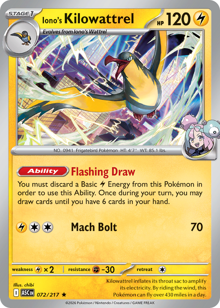 Iono's Kilowattrel (Ascended Heroes 72)